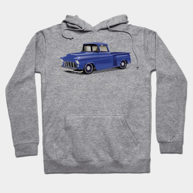 1955 Chevrolet Pickup Classic Truck Bright Blue Hoodie by TheStuffInBetween